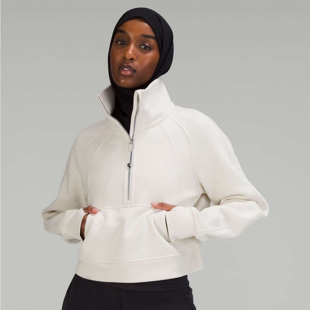 Lululemon scuba oversized funnel neck half zip in bone M